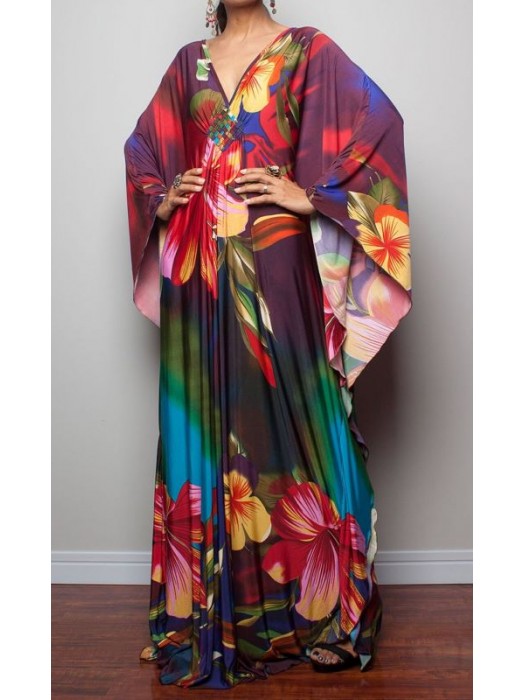 Copricostume Vestito Spolverino Donna Mare Caftano Boho Chic Maxi Dress COV0273